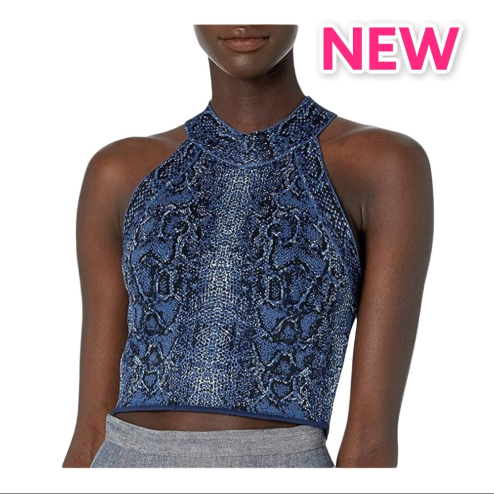 BCBG MAXAZRIA High Neck Snake Print Top Sz Medium